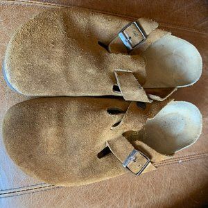 Birkenstock Boston suede leather brown clogs